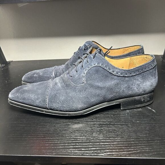 Magnanni "Tosi" Cap Toe Suede Leather Oxford, Navy, Men's 12 M - Picture 3 of 12
